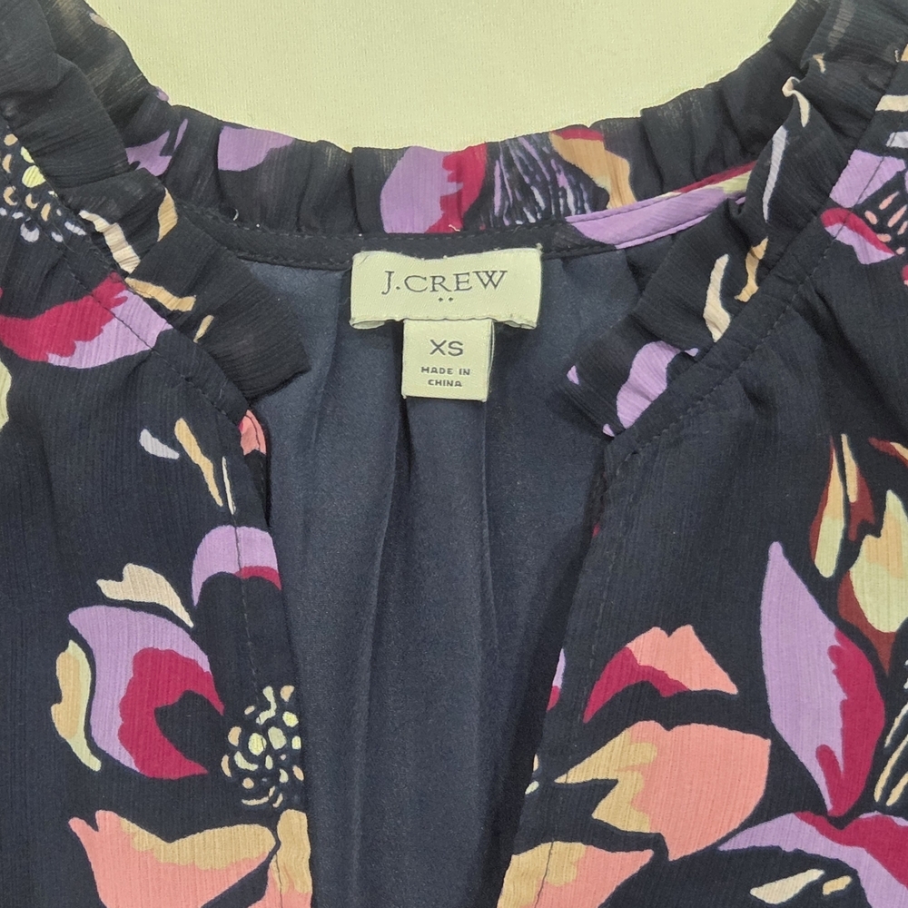 J.Crew Factory Floral Smocked-Waist Dress Size XS - Picture 3 of 10